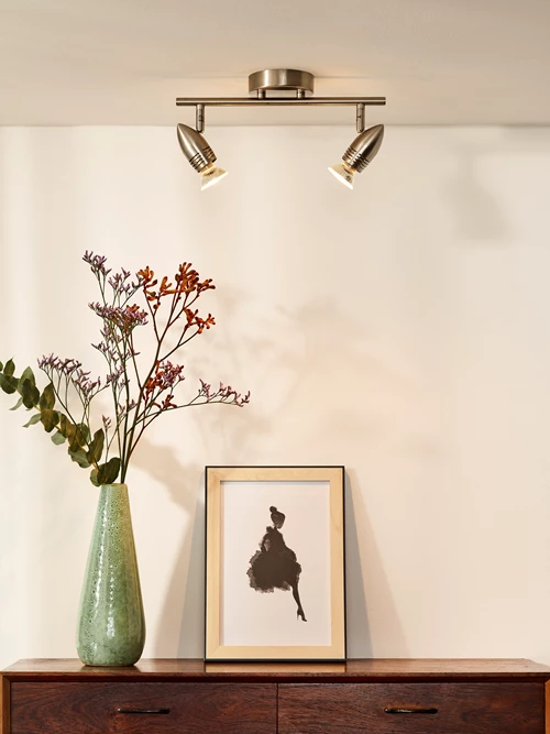 Lucide CARO-LED - Ceiling spotlight - LED - GU10 - 2x5W 2700K - Satin Chrome - atmosphere 1